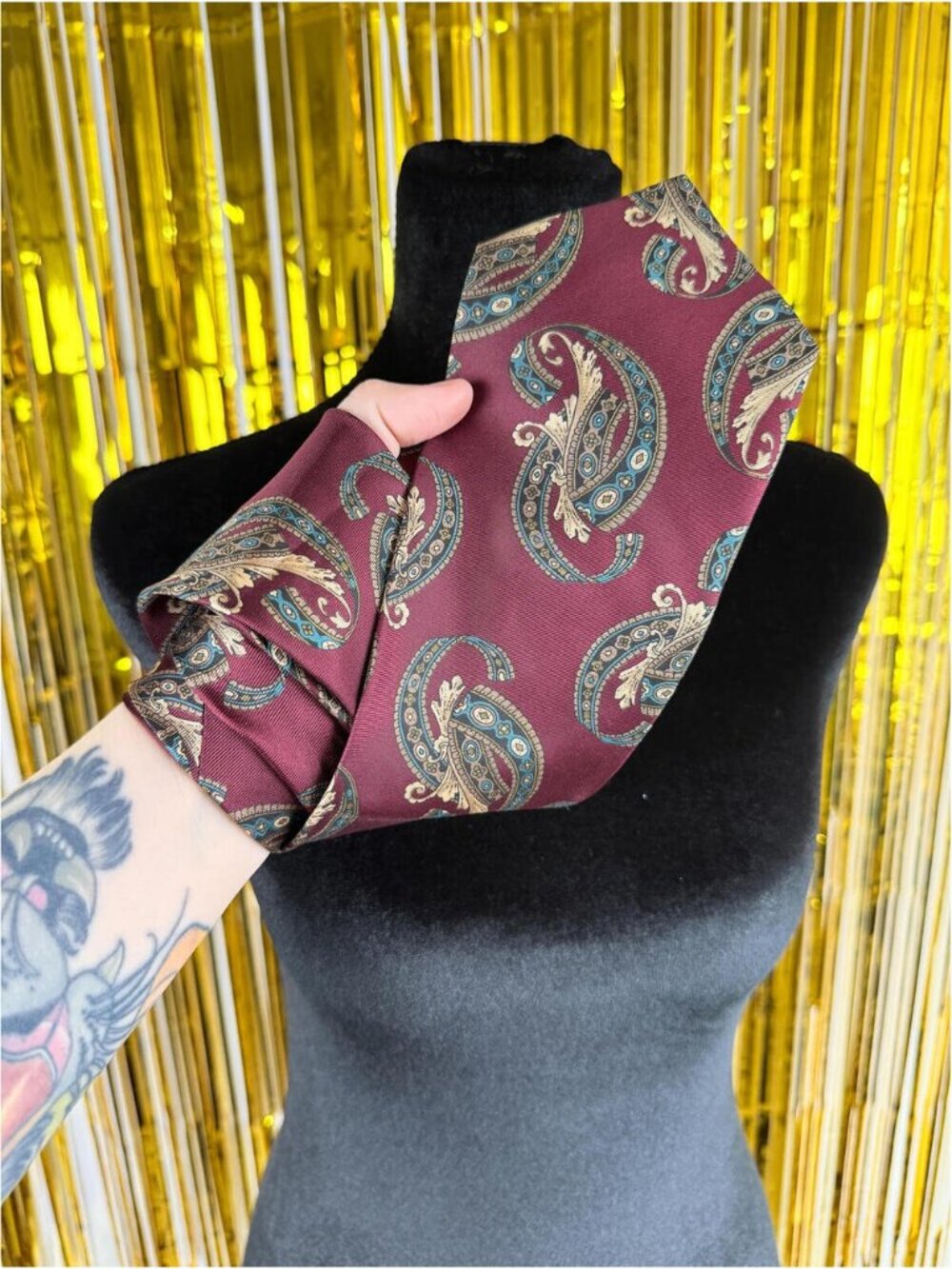 Braemore Vintage Paisley Tie Burgundy Necktie Retro Pattern Classic Mens Tie
